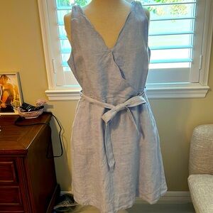 Tahari light blue Dress 100% Linen